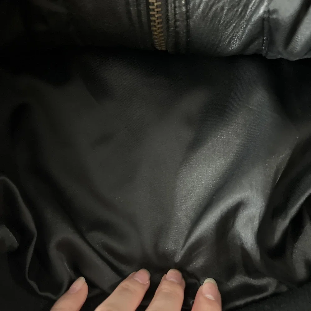 Vintage 90s Black Leather Limited Aviator Bomber Jacket Motorcycle Men XL Rocker